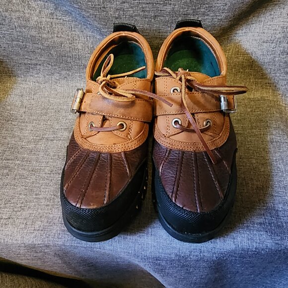 Men's Size 8.5M Vintage Hunt Club Tan Leather Low Top Lace Up/Buckle Duck Boots - Picture 8 of 9